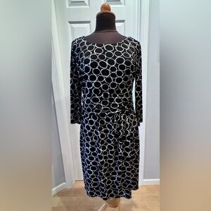 Ann Taylor Circle Print Dress, black, size L